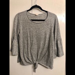 Grey Front Knot Blouse